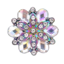 Snap Jewelry Rhinestone Flower Rainbow Base 18-20mm Fits Ginger Charms Accessory