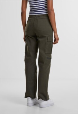 Urban Classics Cargobroek voor dames, losse utility stretch twill broek, casual cargobroek voor vrouwen, baggy broek, Blackolive, 31