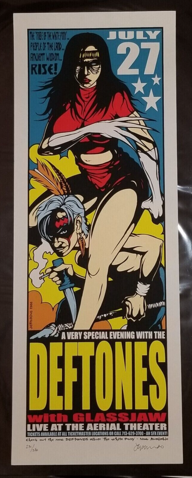 DEFTONES W/ GLASSJAW 2000 TOUR POSTER SIGNED JERMAINE ROGERS S/N