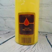 Vintage COLUMBIA Pillar Candle - PINA COLADA ~ 2.8" Diam. x 9" Tall - SEALED