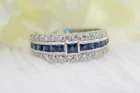 Vintage Sapphire Princess Cut Bridal Wedding Band Personalize Gift 925 Silver