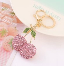 Cherry Keychain, Rhinestone Cherry Bag Charms Cute Purse Charms Keychain Fruit K