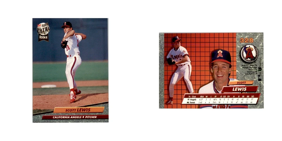 1992 Fleer Ultra Scott Lewis RC Baseball Cards #328 - Image 3 of 3