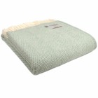 TWEEDMILL TEXTILES 100% Wool Sofa Bed Blanket BEEHIVE OCEAN GREEN & CREAM THROW