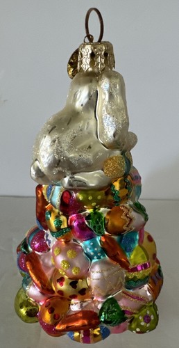 Christopher Radko Hand Blown Glass Bunny Rabbit Egg Scramble Ornament 5” Tall - Picture 6 of 12