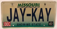 Vanity JAY KAY J.K. JK license plate Rowling Jamiroquai Jason Jack John Joe Jon