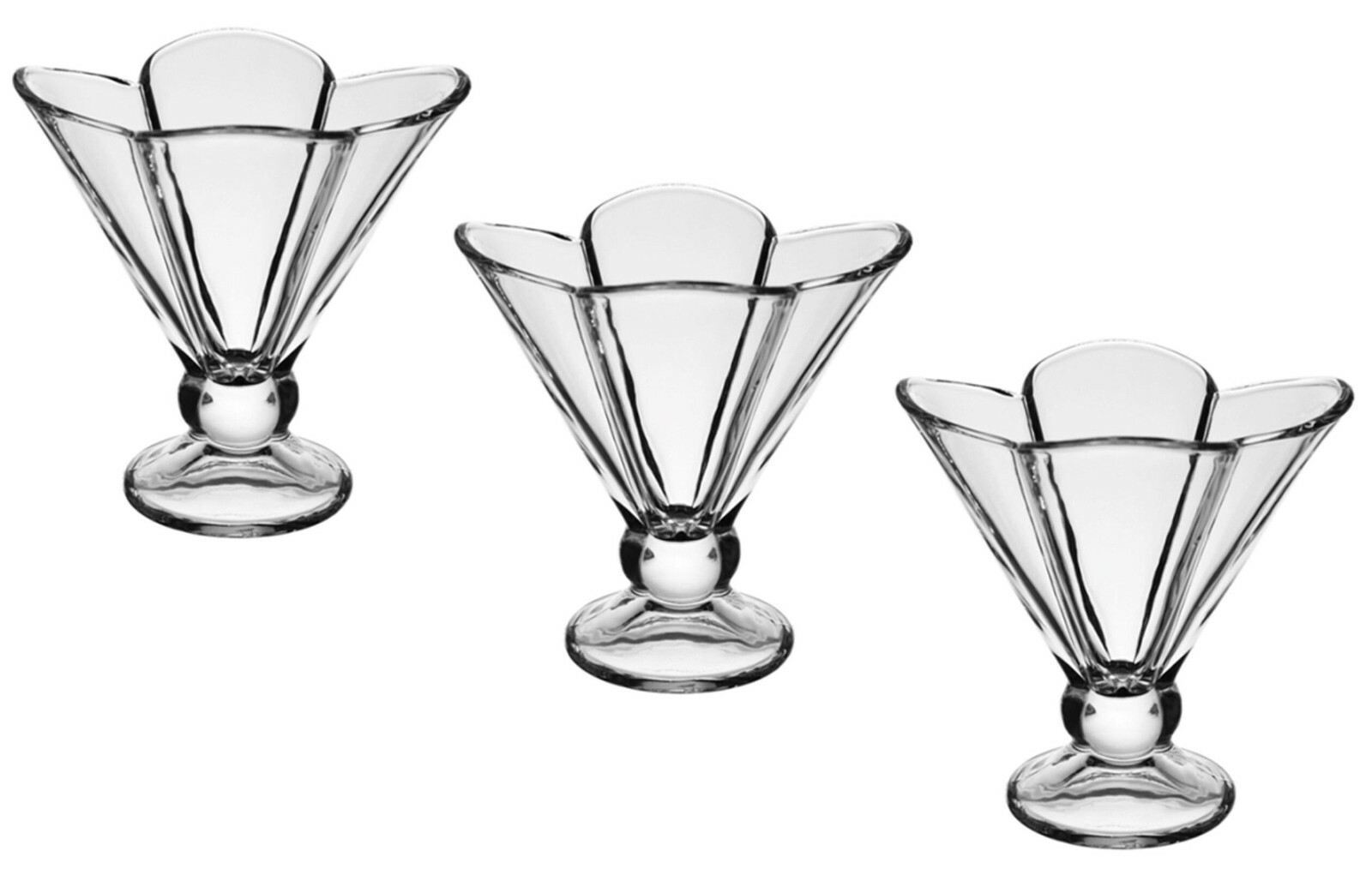 Crystal Diamond & Floral Dessert Clear Glass Cup Set Pudding Fruit