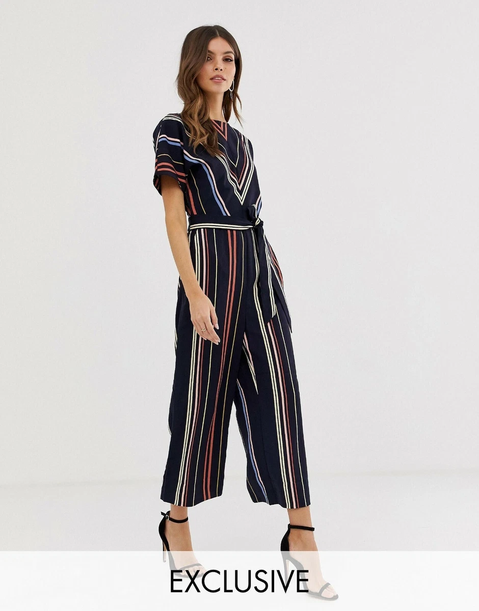 Warehouse stripe store jumpsuit