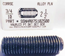 3/4-10x2-1/2 Hex Socket Set Screws Knurled Point Alloy Steel (1)