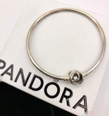 Authentic PANDORA 925 Ale Encircled Clasp Bangle Bracelet