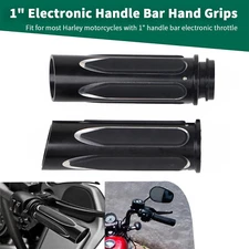 Black Cut 1" Handlebar Hand Grips For Harley Softail FLS Street Glide FLHX Motor