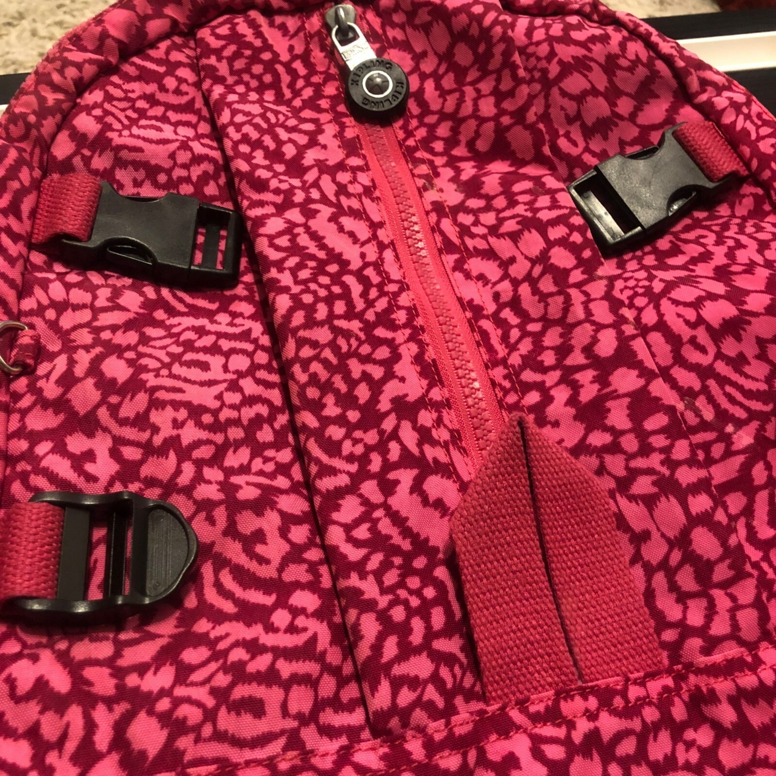 Kipling Pink Patterned Backpack With Multiple Buc… - image 3