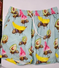 Cheeky Chickadee Australian Mens Boardshorts sz 34 Ants Fruit Picnic Bordies