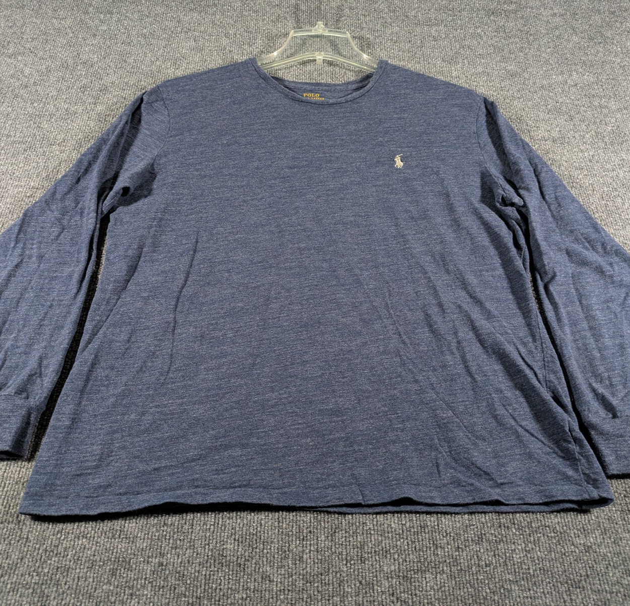 Polo Ralph Lauren manica lunga uomo taglia grande blu camicia cotone bianco pony