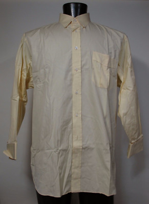 Ascot Chang Oxford Dress Shirt Yellow Cotton 17 x 33 Pearl Buttons