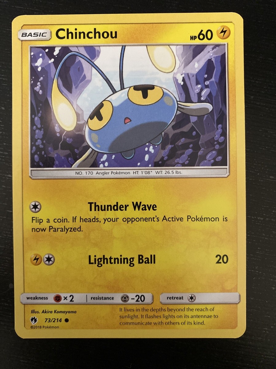 Chinchou 73/214 - Common Pokemon Card - Lost Thunder Set (2018) - NM Chinchou 73/214 - Common Pokemon Card - Lost Thunder Set (2018) - NM