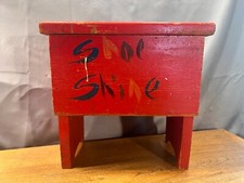Original Vintage Hand Painted Shoe Shine Box Antique Folk Art Primitive