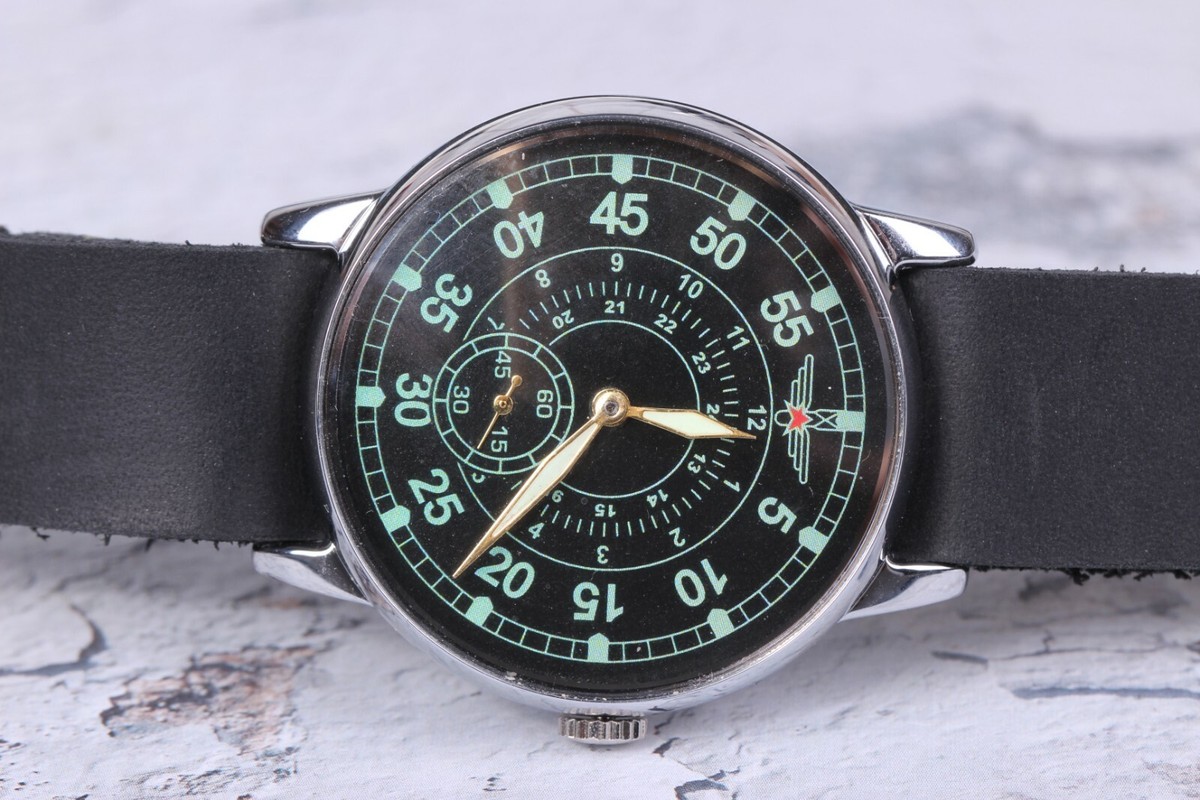 Pobeda ポベダ パイロット ミリタリー ヴィンテージウォッチ Mens Wrist watch, Pobeda Pilot Watch USSR, Military watch