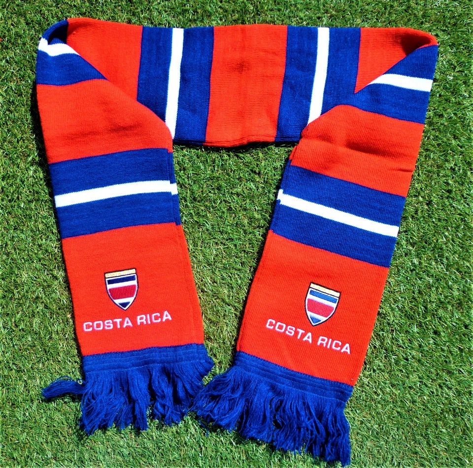 MARKENLOS Costa Rica Balkenschal Schal + 100% Acryl + bestickt FAN + NEU + 140 x 13 cm
