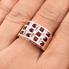 Natural Garnet Gemstone with 925 Sterling Silver Ring for Men's 882
