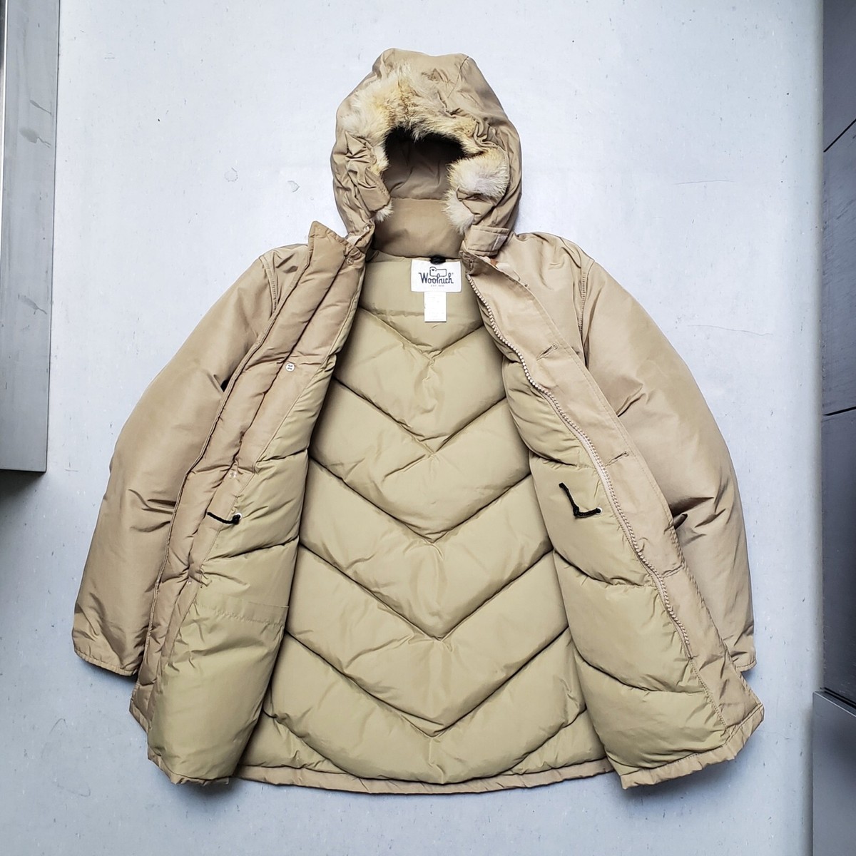 Vtg 60s WOOLRICH Arctic Parka Goose Down Coyote Hooded Jacket 