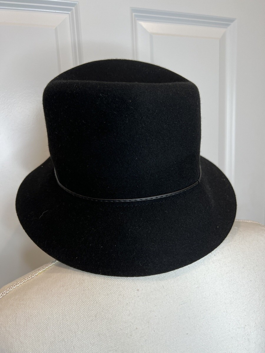 Nine West Wool Cloche Hat Black with Leather Band Classic  display picture 1