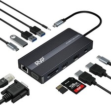 USB 12- C Docking Station 3 Monitors in1 Triple Display Dual Monitors