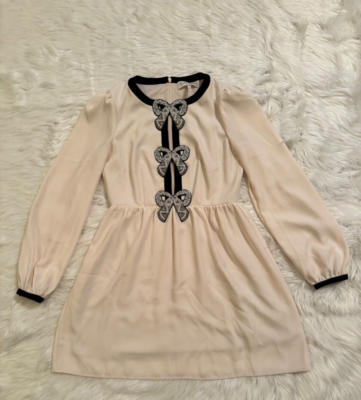 Saloni Camille Embellished Bows Mini Dress Cream Size 6 | eBay