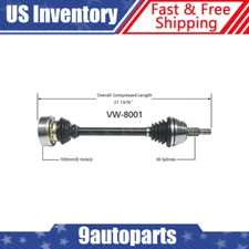 Fits 1992-2010 VW Jetta Golf Beetle 1.9L 2.0L Manual Front Left CV Axle CV Joint