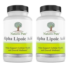 Alpha Lipoic Acid 2 BOTTLES Simply Nature's Pure 600mg 8 month supply