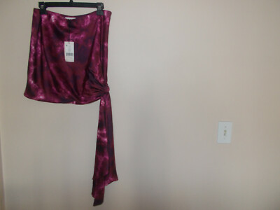$295 Cinq A Sept Ryder Tie Dye Side Tie Mini Skirt Fig Multi sz 10 NWT