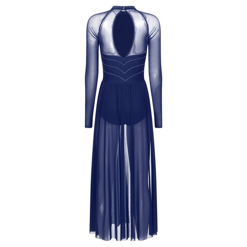 Womens Costume Modern Dress Split Dress Sheer Dancewear Glittery Leotard Mesh - Afbeelding 50 van 63
