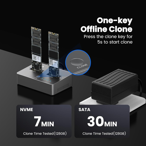 M.2 NVME to NVME,SATA to SATA M.2 Duplicator, DUP230 Dual-Bay Offline Clone M.2 - Picture 2 of 8