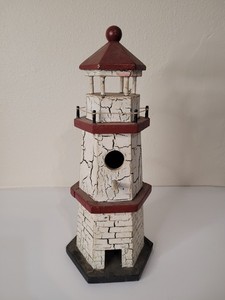 Wooden Lighthouse Birdhouse Decoration