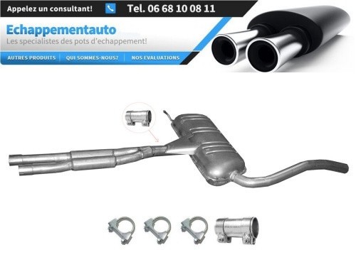 Silencieux central pour Audi A6 C5 2.4 et 2.8 de 1997 à 2001 avec raccord d'origine OE 4B0253409AQ