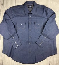 NWT Wrangler Cowboy Cut Work Shirt Classic Fit Snap Button Indigo Denim Sz 3XL