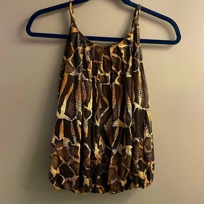 Express Animal Print Bubble Hem Halter Top Brown Tan Sleeveless Blouse XS