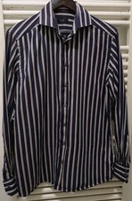 Eton  Ganghester Blue pink Striped cotton  Contemporary Fit shirt  size  41-16 