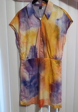 SHEIN XL Multicolor Tie Dye Shirt Dress Collared Button Accent Short Sleeve