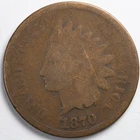 1870 Indian Head Penny Cent About Good (AG)