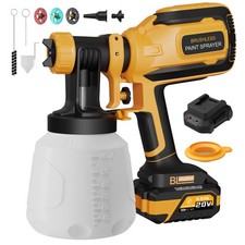 Cordless Paint Sprayer with Brushless Motor, HVLP Spray Gun 1400ml, Yellow
