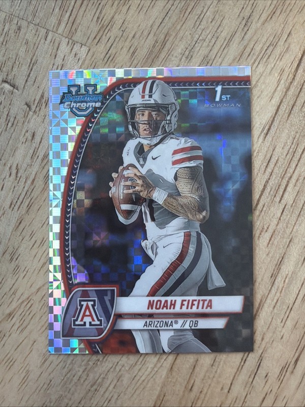 Noah Fifita 2024 Bowman University Chrome #140 X-Fractor Arizona Wildcats