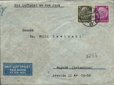 1939 Pan Am Airmail Cover Berlin Germany to Bogota Colombia via New York