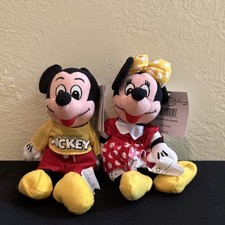 The Spirit of Mickey Bean Bag Plush Set Mickey and Minnie 1990s Disney Store NWT
