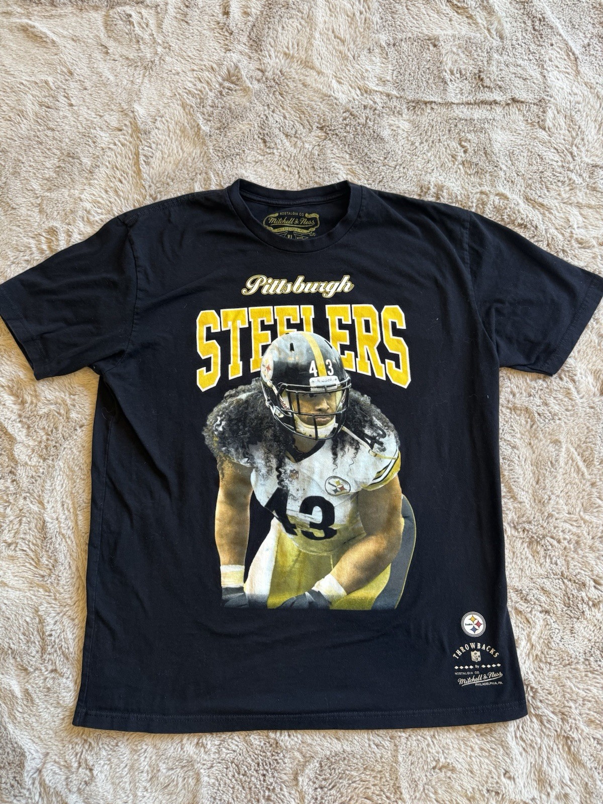 Men’s Size XL Mitchell & Ness Vintage Pittsburgh Steelers T Shirt - Black