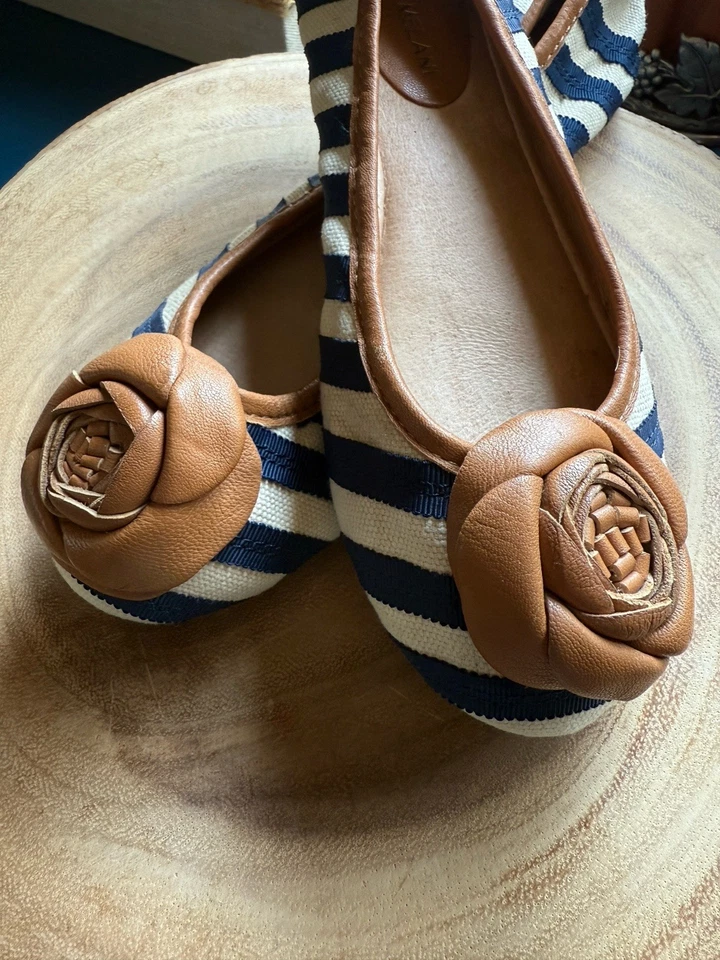 Antonio Melani Striped Canvas/Leather Ballet Flats Women's Size 6 - Image 4 of 4