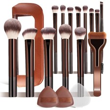 14Pcs Makeup Brush Set with Storage Bag Triangle Powder Puff for Home Travel