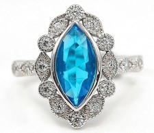 3CT Blue Topaz  Topaz 925 Solid Sterling Silver Ring Jewelry Sz 7 IB2-2