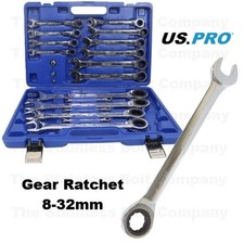 US PRO 20pc Metric Gear Ratchet Spanner Set Combination 8-32mm Wrench Set 3236