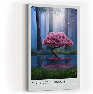 Sinus Art Paul Sinus Kunstdruck Moonlit Blossom mit magischem Kirschbaum bei